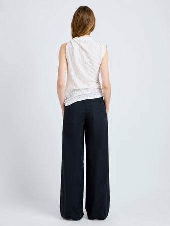 Proenza Schouler Back full length image of model wearing Circe Top in Stretch Lace in Alabaster