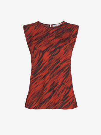 Proenza Schouler Still Life image of Megan Top in Printed Twill in Brick Multi