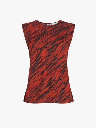 Proenza Schouler Still Life image of Megan Top in Printed Twill in Brick Multi