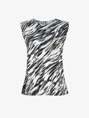 Proenza Schouler Still Life image of Megan Top in Printed Twill in Pale Blue Multi