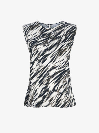 Proenza Schouler Still Life image of Megan Top in Printed Twill in Pale Blue Multi