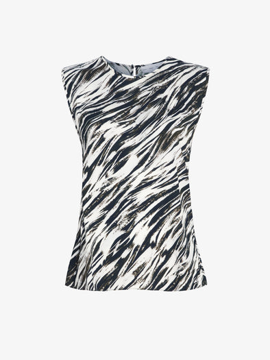 Proenza Schouler Still Life image of Megan Top in Printed Twill in Pale Blue Multi