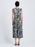 Proenza Schouler Back full length image of model wearing Megan Top in Printed Twill in Pale Blue Multi