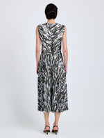Proenza Schouler Back full length image of model wearing Megan Top in Printed Twill in Pale Blue Multi