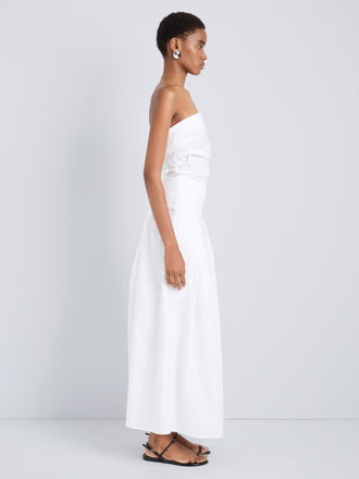 Proenza Schouler Side full length image of model wearing Nessa Skirt in Poplin in White
