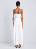 Proenza Schouler Back full length image of model wearing Nessa Skirt in Poplin in White