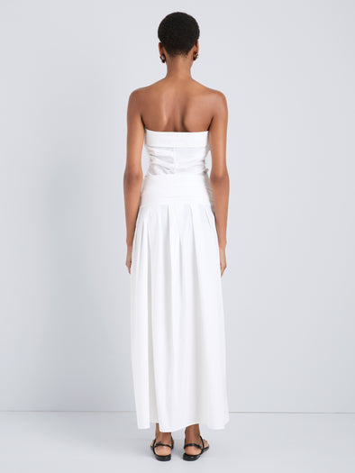 Proenza Schouler Back full length image of model wearing Nessa Skirt in Poplin in White