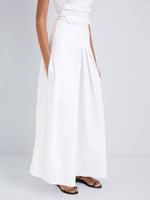 Proenza Schouler Detail image of model wearing Nessa Skirt in Poplin in White