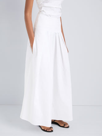 Proenza Schouler Detail image of model wearing Nessa Skirt in Poplin in White