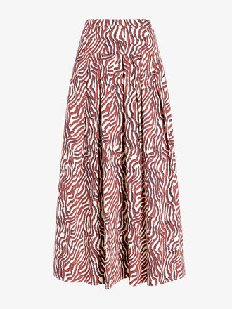 Proenza Schouler Still Life image of Nessa Skirt in Poplin in Rust Cream Multi