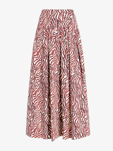 Proenza Schouler Still Life image of Nessa Skirt in Poplin in Rust Cream Multi