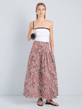 Proenza Schouler Front full length image of model wearing Nessa Skirt in Poplin in Rust Cream Multi