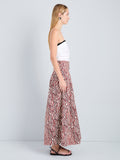 Proenza Schouler Side full length image of model wearing Nessa Skirt in Poplin in Rust Cream Multi