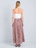Proenza Schouler Back full length image of model wearing Nessa Skirt in Poplin in Rust Cream Multi