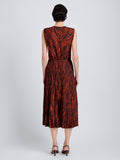 Proenza Schouler Back full length image of model wearing Runa Skirt in Printed Soft Twill in Brick Multi