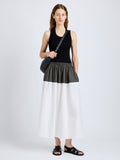 Proenza Schouler Front full length image of model wearing Nyla Skirt in Poplin in WillowWhite