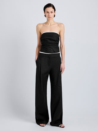 Proenza Schouler Front full length image of model wearing Coralie Pant in Poplin in Black