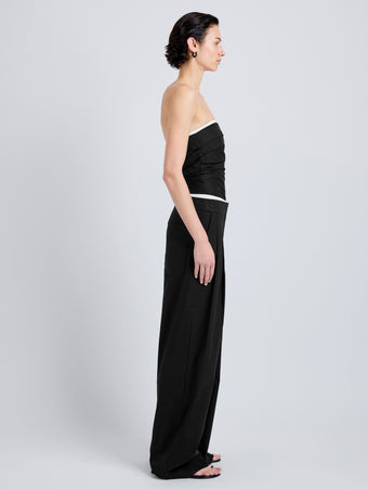 Proenza Schouler Side full length image of model wearing Coralie Pant in Poplin in Black