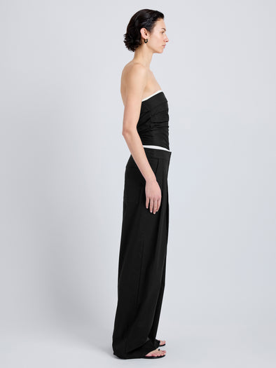 Proenza Schouler Side full length image of model wearing Coralie Pant in Poplin in Black