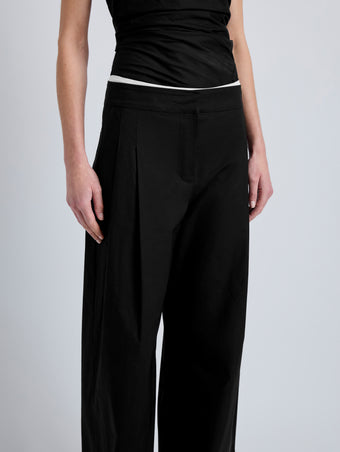 Proenza Schouler Detail image of model wearing Coralie Pant in Poplin in Black