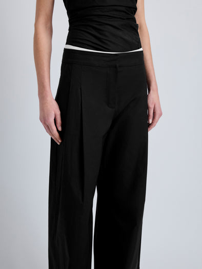 Proenza Schouler Detail image of model wearing Coralie Pant in Poplin in Black