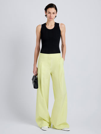 Proenza Schouler Front full length image of model wearing Coralie Pant in Poplin in Carambola