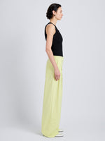 Proenza Schouler Side full length image of model wearing Coralie Pant in Poplin in Carambola