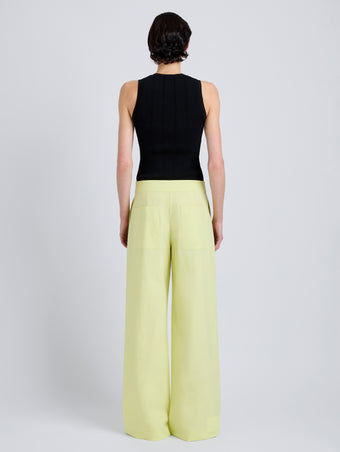 Proenza Schouler Back full length image of model wearing Coralie Pant in Poplin in Carambola