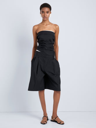 Proenza Schouler Front full length image of model wearing Clio Short in Poplin in Black