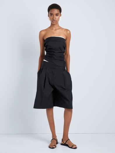 Proenza Schouler Front full length image of model wearing Clio Short in Poplin in Black