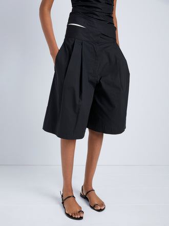 Proenza Schouler Detail image of model wearing Clio Short in Poplin in Black