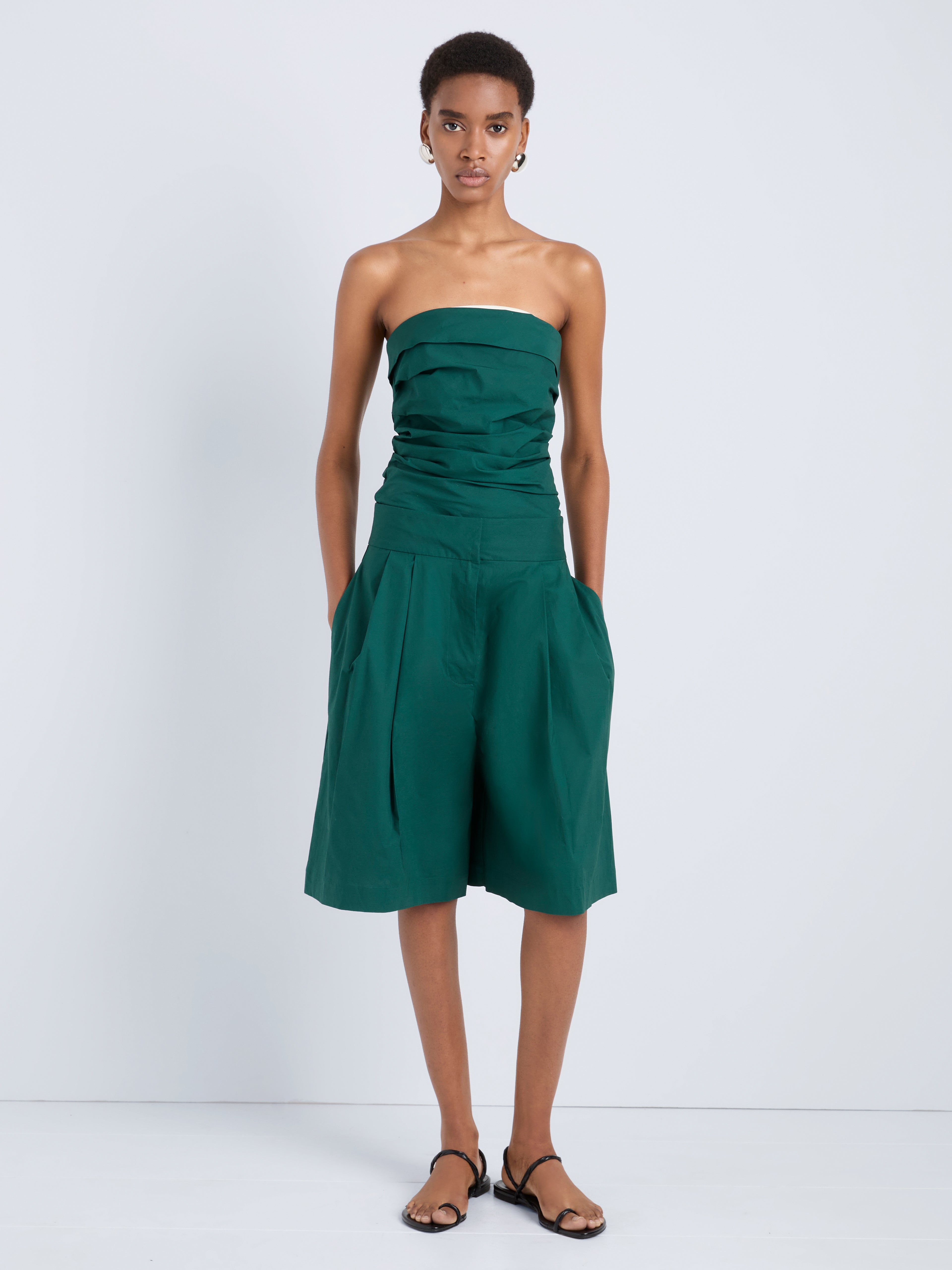 Proenza Schouler White Label Clio Short in Poplin - Spruce