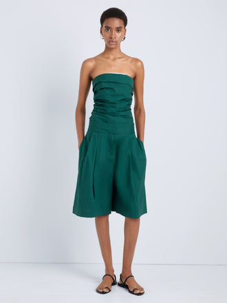 Proenza Schouler Front full length image of model wearing Clio Short in Poplin in Spruce