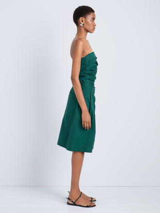 Proenza Schouler Side full length image of model wearing Clio Short in Poplin in Spruce