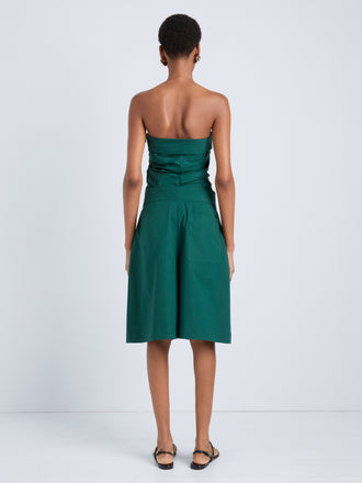 Proenza Schouler Back full length image of model wearing Clio Short in Poplin in Spruce