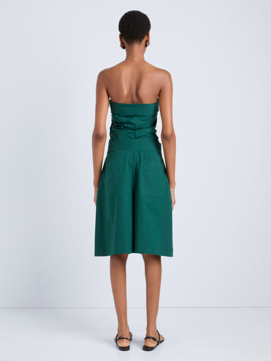 Proenza Schouler Back full length image of model wearing Clio Short in Poplin in Spruce
