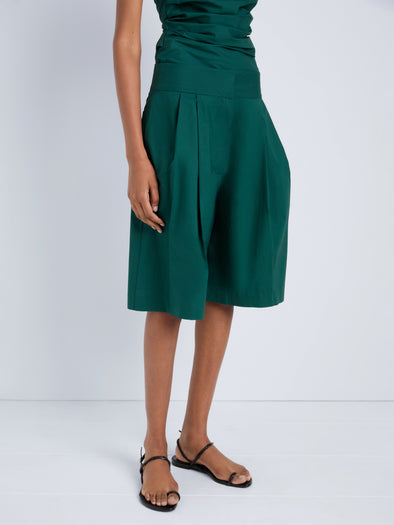 Proenza Schouler Detail image of model wearing Clio Short in Poplin in Spruce