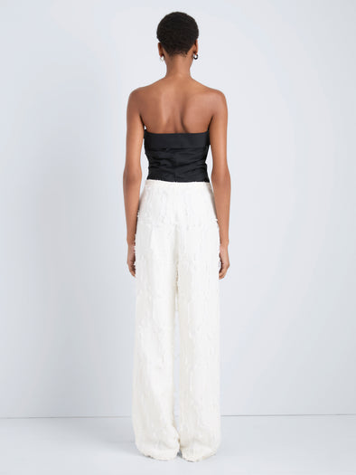 Proenza Schouler Back full length image of model wearing Shilo Pant in Jacquard Cotton in Off White