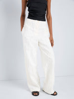 Proenza Schouler Detail image of model wearing Shilo Pant in Jacquard Cotton in Off White