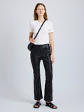Proenza Schouler Front full length image of model wearing Isadora Pant in Leather in Black