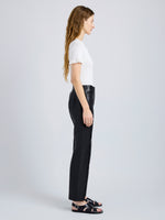 Proenza Schouler Side full length image of model wearing Isadora Pant in Leather in Black