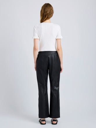 Proenza Schouler Back full length image of model wearing Isadora Pant in Leather in Black