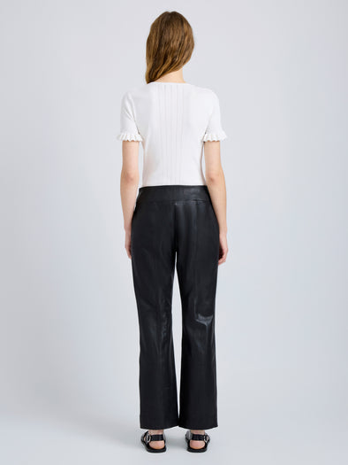Proenza Schouler Back full length image of model wearing Isadora Pant in Leather in Black
