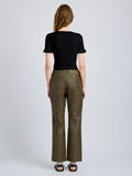 Proenza Schouler Back full length image of model wearing Isadora Pant in Leather in Fatigue