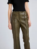 Proenza Schouler Detail image of model wearing Isadora Pant in Leather in Fatigue