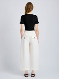 Proenza Schouler Back full length image of model wearing Talla Pant in Washed Cotton in Alabaster