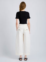 Proenza Schouler Back full length image of model wearing Talla Pant in Washed Cotton in Alabaster