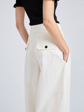 Proenza Schouler Detail image of model wearing Talla Pant in Washed Cotton in Alabaster