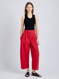 Proenza Schouler Front full length image of model wearing Talla Pant in Washed Cotton in Brick