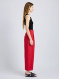 Proenza Schouler Side full length image of model wearing Talla Pant in Washed Cotton in Brick